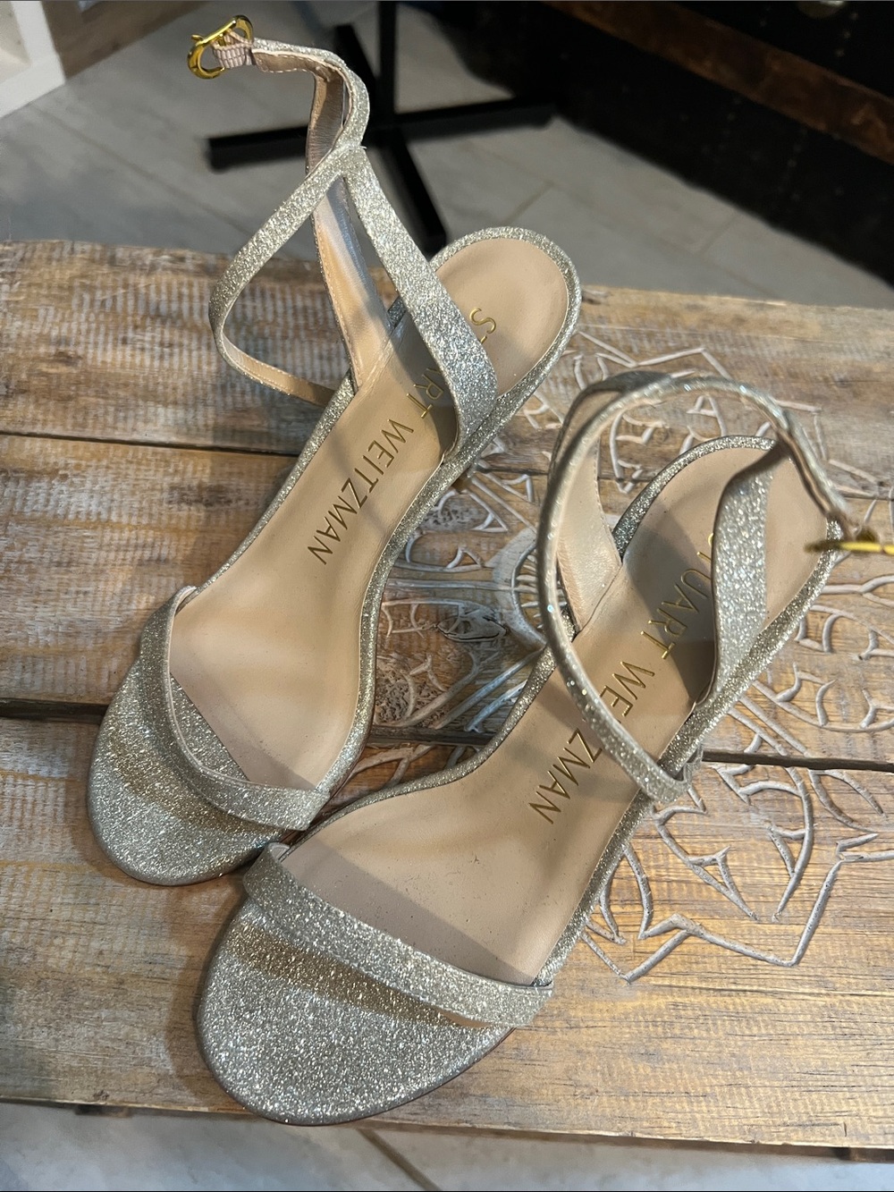 LOT Stuart Weitzman Platino Heels Sandals Gold 6.5 PLUS BONUS Pair Schutz 6.5 - Picture 6 of 15